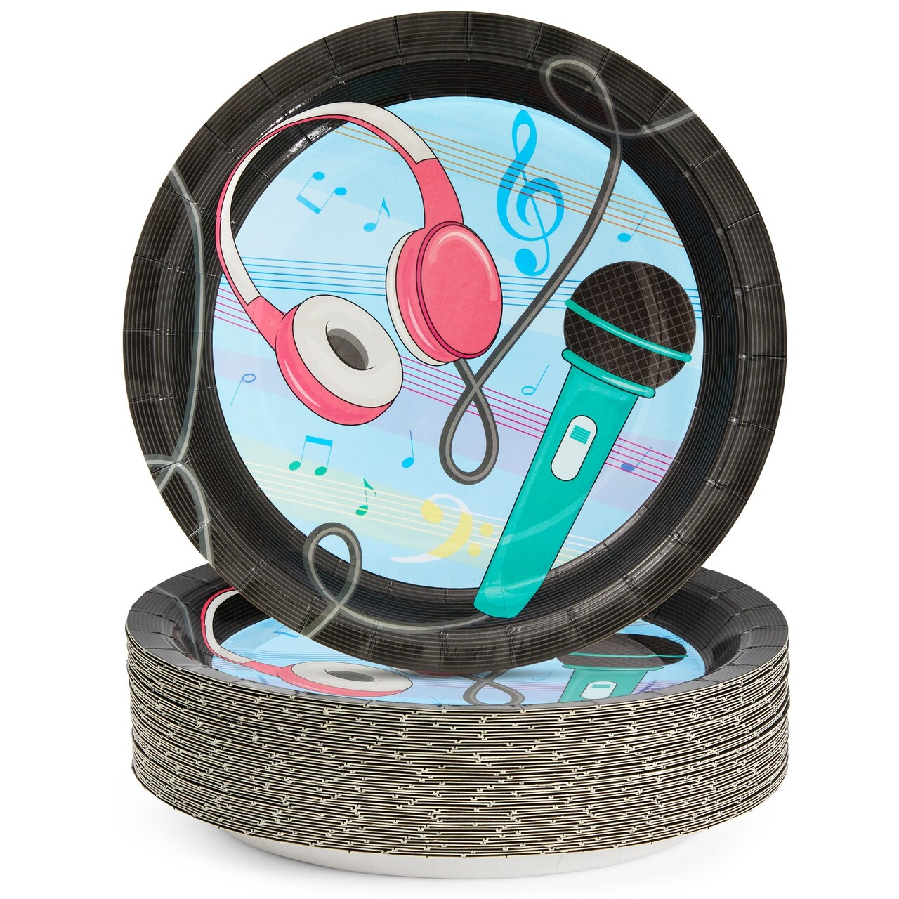 48-Pack Music Party Plates, Music Note Party Supplies for Kids Birthday, Baby Shower, Karaoke Night, School Concert, Band Recital, Classroom Celebration (7 Inches)